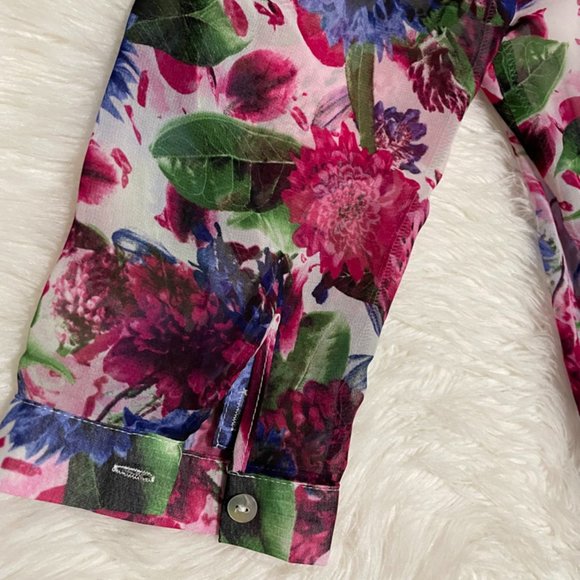 STYLEWE ELENYUN Semi sheer Multicolor Floral Silk Midi Dress with Ivory slip XL - Picture 11 of 16